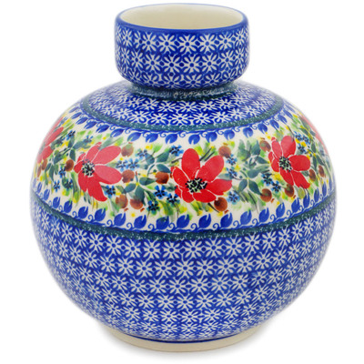 Polish Pottery Vase 7&quot; Blooming Daisies UNIKAT