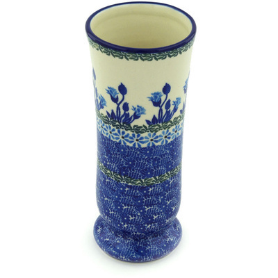 Polish Pottery Vase 7&quot; Blue Butterfly