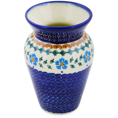 Polish Pottery Vase 7&quot; Blue Cornflower