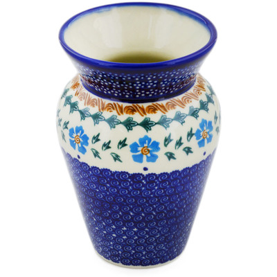 Polish Pottery Vase 7" Blue Cornflower