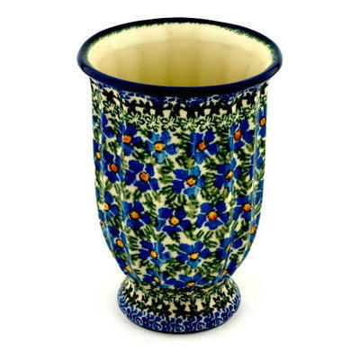 Polish Pottery Vase 7&quot; Blue Daisy Dream UNIKAT