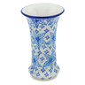 Polish Pottery Vase 7&quot; Blue Poinsettia UNIKAT