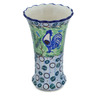 Polish Pottery Vase 7&quot; Blue Rooster UNIKAT