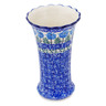 Polish Pottery Vase 7&quot; Blue Rosette Wreath