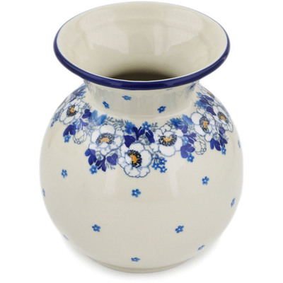 Polish Pottery Vase 7&quot; Blue Spring