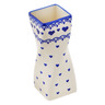 Polish Pottery Vase 7&quot; Blue Valentine Hearts