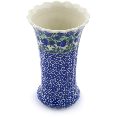 Polish Pottery Vase 7&quot; Blueberry Fields Forever