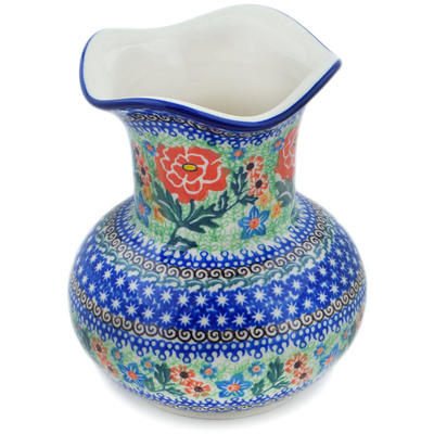 Polish Pottery Vase 7&quot; Bold Carnation UNIKAT