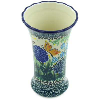 Polish Pottery Vase 7&quot; Butterfly Mum UNIKAT