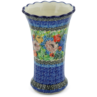 Polish Pottery Vase 7&quot; Carnation Valley UNIKAT