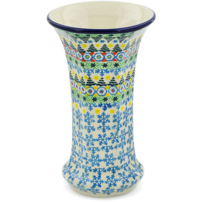 Polish Pottery Vase 7&quot; Christmas Forest UNIKAT