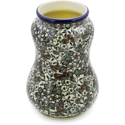 Polish Pottery Vase 7&quot; Classic Black And White UNIKAT