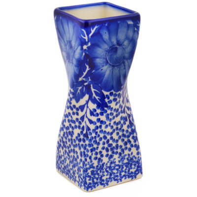 Polish Pottery Vase 7&quot; Cobalt Fantasy