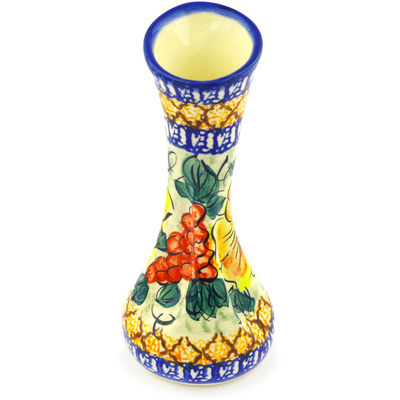 Polish Pottery Vase 7&quot; Colorful Bouquet UNIKAT