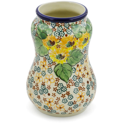 Polish Pottery Vase 7&quot; Country Sunflower UNIKAT