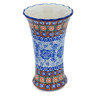 Polish Pottery Vase 7&quot; Dancing Blue Poppies UNIKAT
