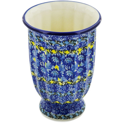 Polish Pottery Vase 7&quot; Deep Blue UNIKAT