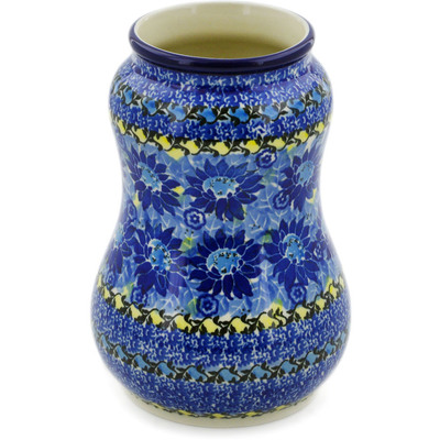 Polish Pottery Vase 7&quot; Deep Blue UNIKAT