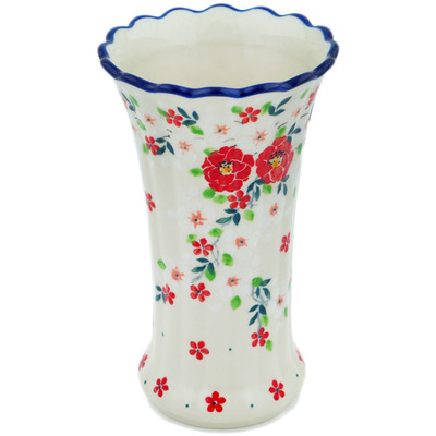 Polish Pottery Vase 7&quot; Festive Misteltoe UNIKAT