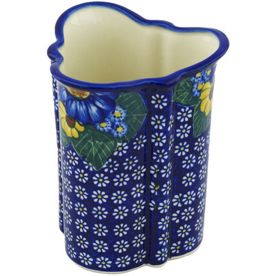Polish Pottery Vase 7&quot; Floral Fruit Basket UNIKAT