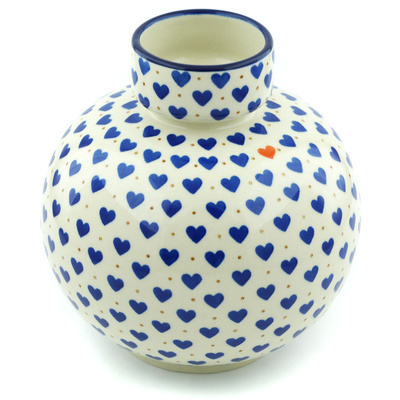 Polish Pottery Vase 7&quot; Heart Of Hearts