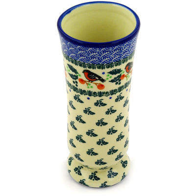 Polish Pottery Vase 7&quot; Holly Robin