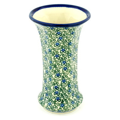 Polish Pottery Vase 7&quot; Lobelia Vines