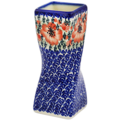 Polish Pottery Vase 7&quot; Lone Poppy