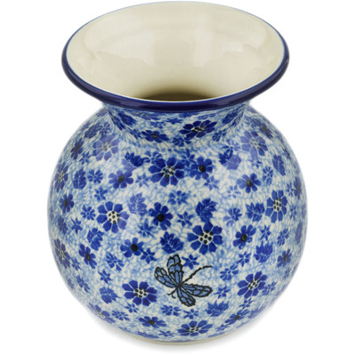 Polish Pottery Vase 7&quot; Misty Dragonfly