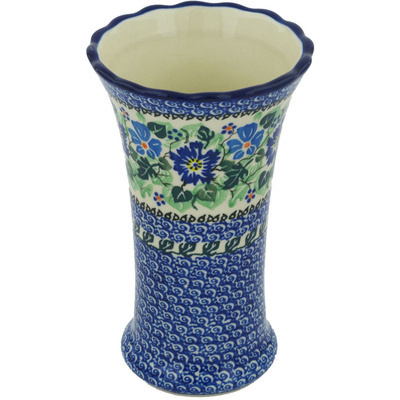 Polish Pottery Vase 7&quot; Morning Glory Wreath UNIKAT