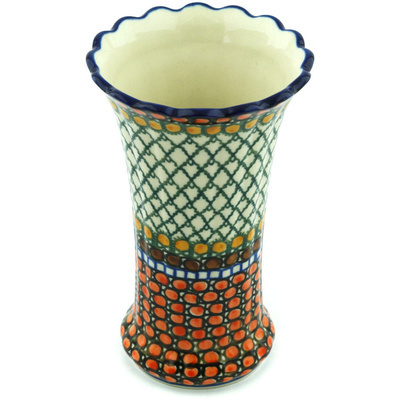 Polish Pottery Vase 7&quot; Orange Tranquility UNIKAT