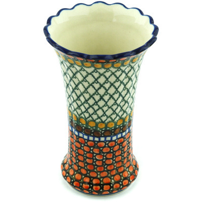 Polish Pottery Vase 7" Orange Tranquility UNIKAT