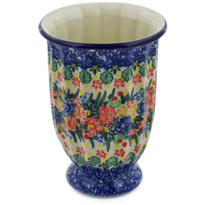 Polish Pottery Vase 7&quot; Red Bouquet UNIKAT