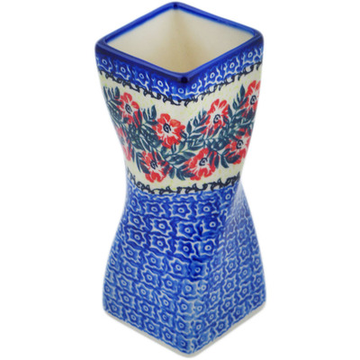 Polish Pottery Vase 7" Red Wreath