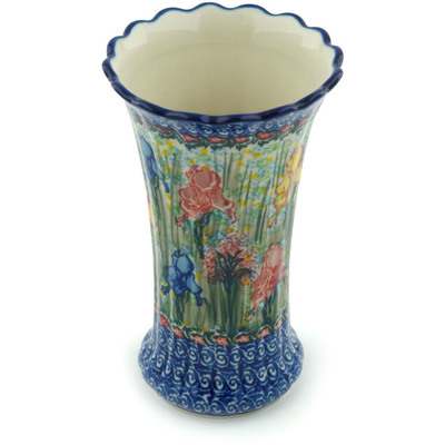 Polish Pottery Vase 7&quot; Spring Iris UNIKAT