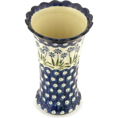 Polish Pottery Vase 7&quot; Springing Calendulas