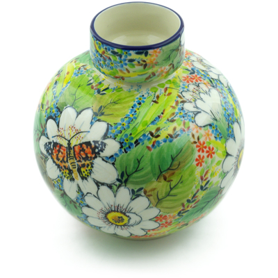 Polish Pottery Vase 7&quot; Summer Daisy UNIKAT