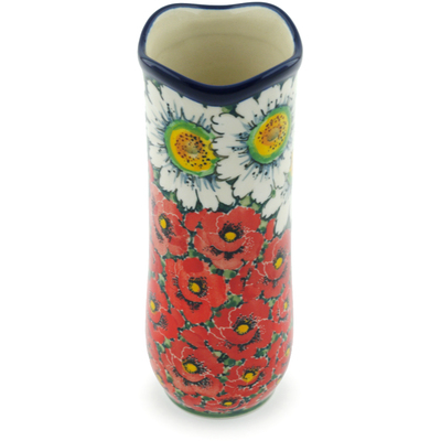 Polish Pottery Vase 7&quot; Sweet Red Petals UNIKAT
