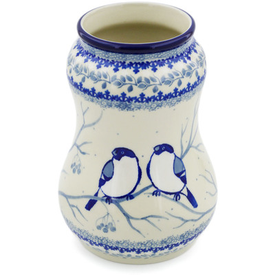 Polish Pottery Vase 7&quot; Waiting Birds UNIKAT