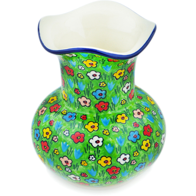 Polish Pottery Vase 7&quot; Whimsical Garden UNIKAT
