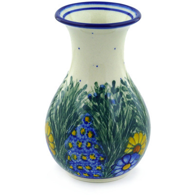 Polish Pottery Vase 7&quot; Wildflower Meadow
