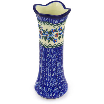 Polish Pottery Vase 8&quot; Azure Blooms