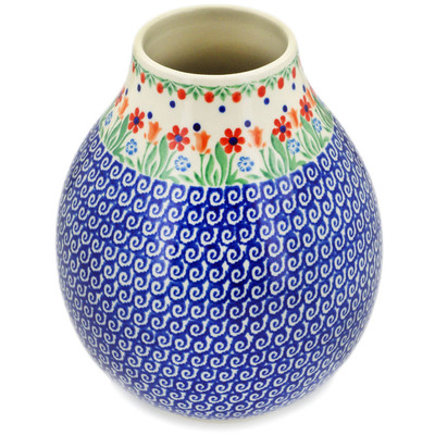 Polish Pottery Vase 8&quot; Babcia&#039;s Garden