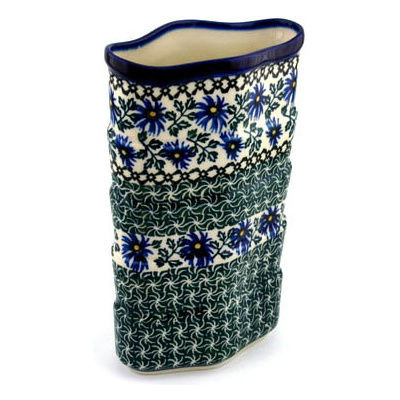 Polish Pottery Vase 8&quot; Blue Chicory