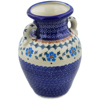 Polish Pottery Vase 8&quot; Blue Cornflower