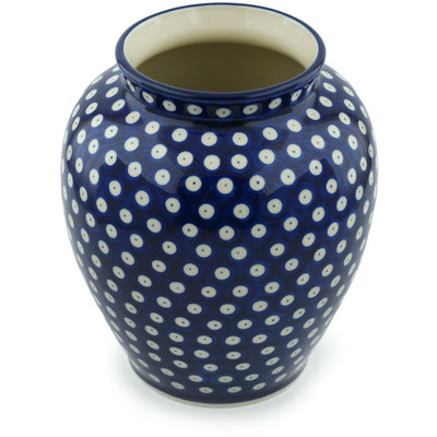 Polish Pottery Vase 8&quot; Blue Eyes