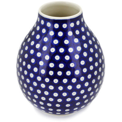 Polish Pottery Vase 8&quot; Blue Eyes