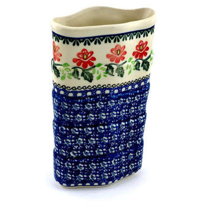 Polish Pottery Vase 8&quot; Christmas Rose