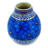 Polish Pottery Vase 8&quot; Cobalt Poppies UNIKAT