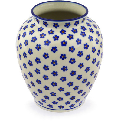 Polish Pottery Vase 8&quot; Daisy Dots